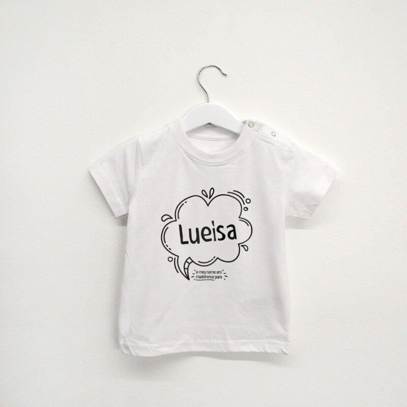 t-shirt bebé "O meu nome em Madeirense Puro®" (Elas)