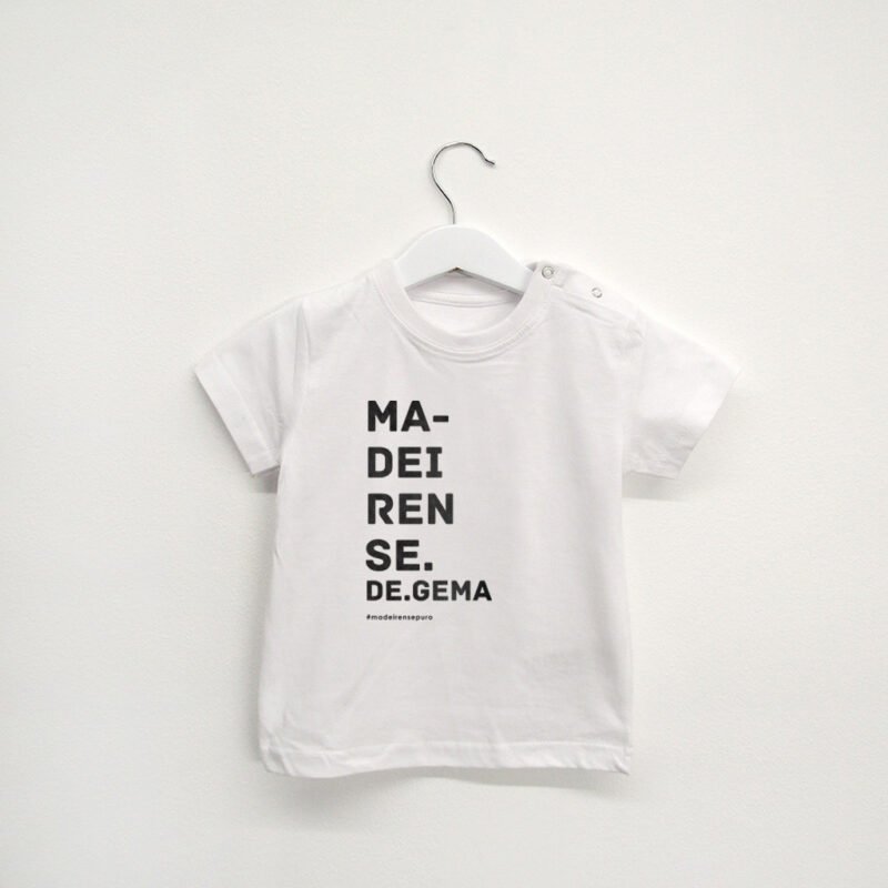 t-shirt bebé “madeirense de gema” typo